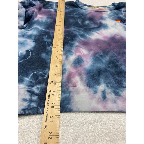 Aviator Nation Tie Dye Purple Blue Logo Crewneck Sweatshirt XS - Picture 6 of 7
